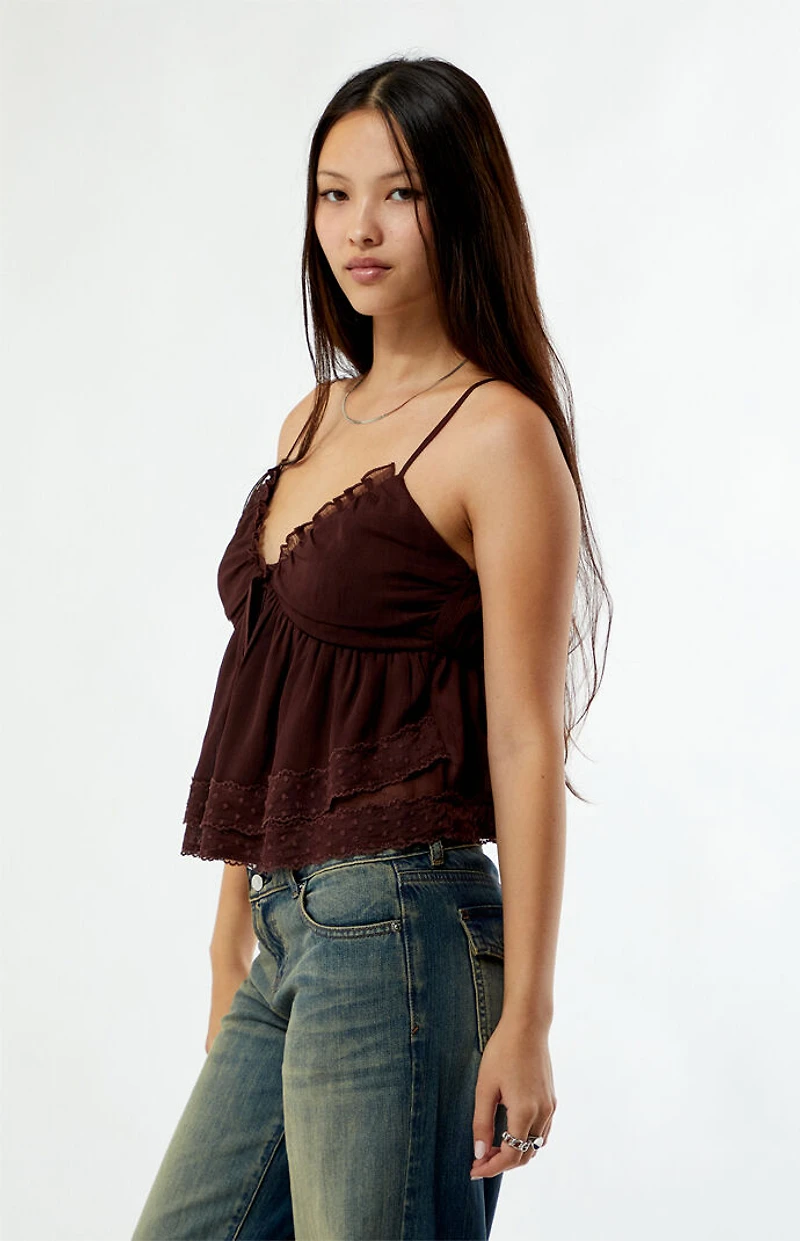 Your Favorite Birdie Chiffon Tie Front Top