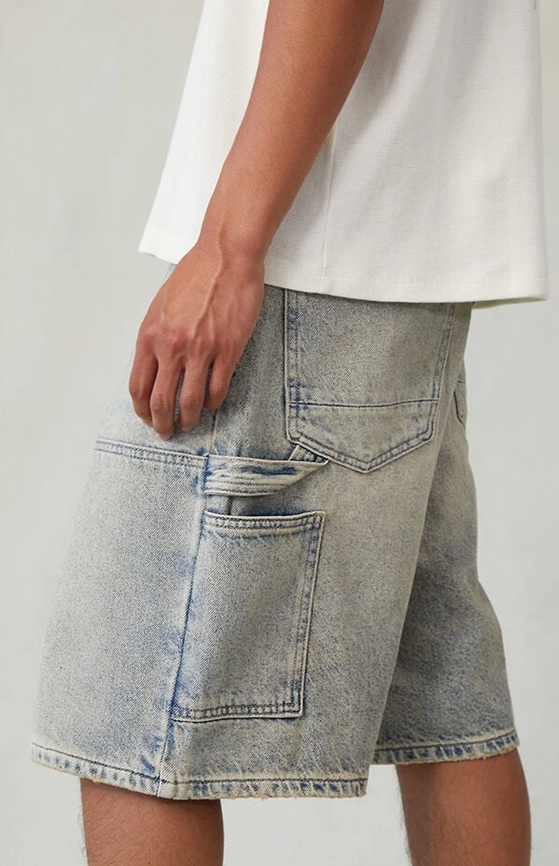 Pacsun Light Blue Tint Baggy Denim Carpenter Shorts