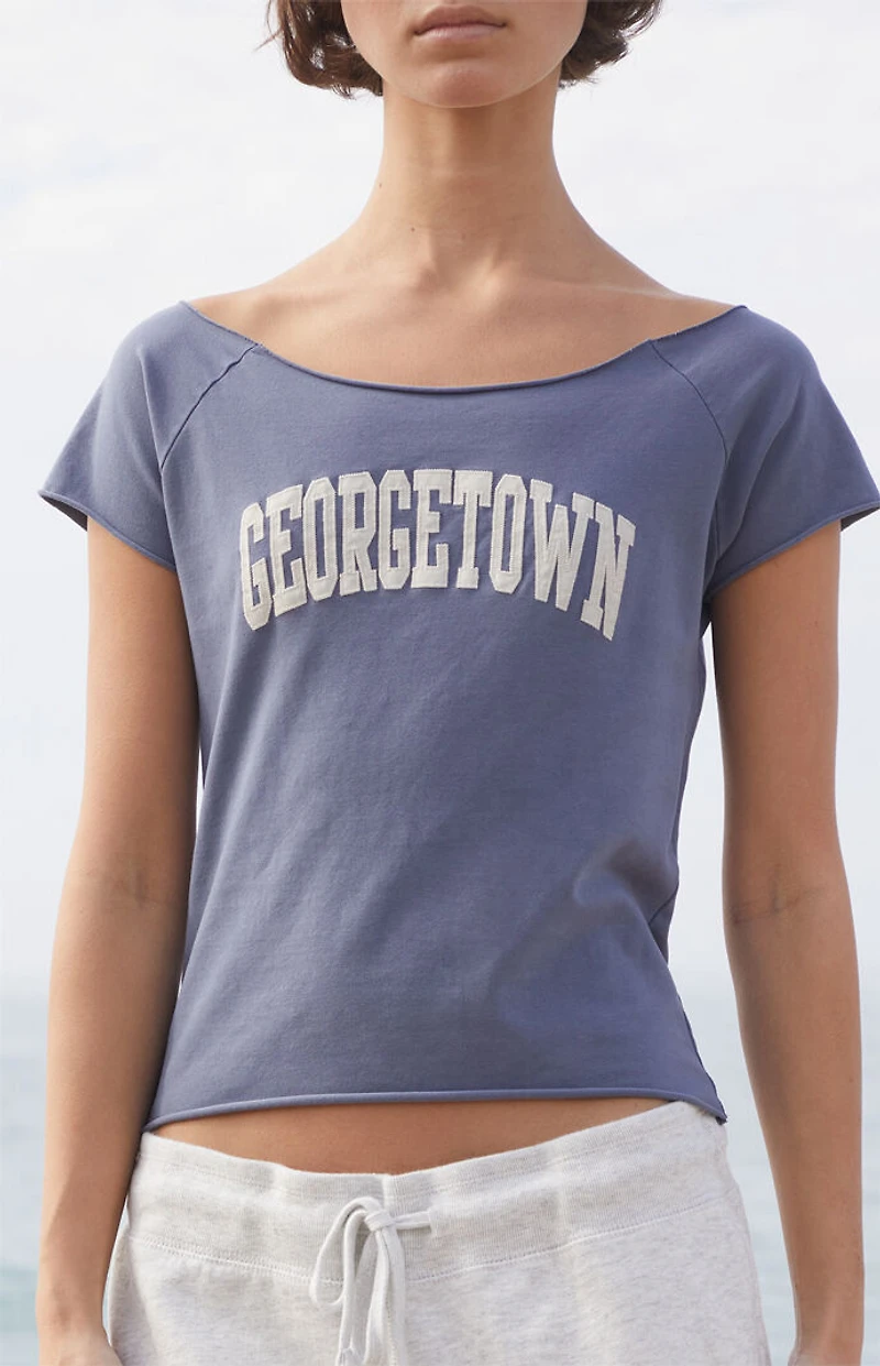 John Galt Navy Bonnie Georgetown Off-The-Shoulder Top