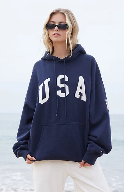 John Galt Navy Christie USA Oversized Hoodie