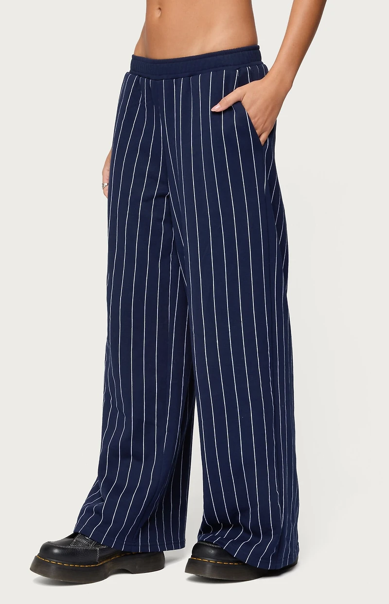 Edikted Mercer Pinstripe Wide Leg Sweatpants