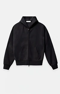 Fear of God ESSENTIALS Jet Black Classic Fleece Zip Up Hoodie