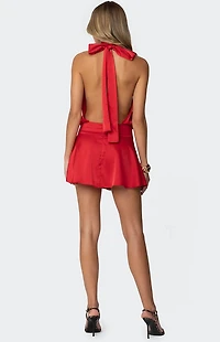 Edikted Scarf Halter Open Back Mini Dress