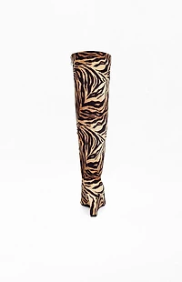 AZALEA WANG Women's Kenya Tiger Wedge Boots