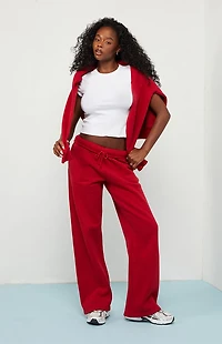 Pacsun Red Ultra Soft Fleece Core Washed Baggy Sweatpants