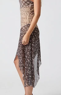 Beverly and Beck Kennedy Mixed Print Asymmetrical Midi Dress