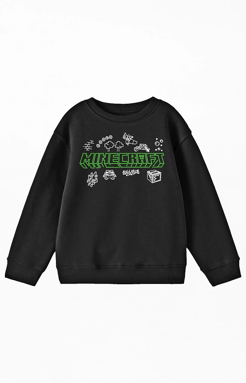 Kids Minecraft Doodle Logo Crew Neck Sweatshirt