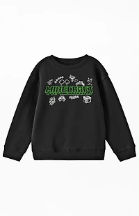 Kids Minecraft Doodle Logo Crew Neck Sweatshirt