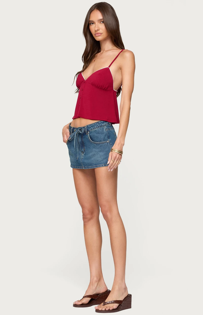 Edikted Kellyn Button Contrast Babydoll Top