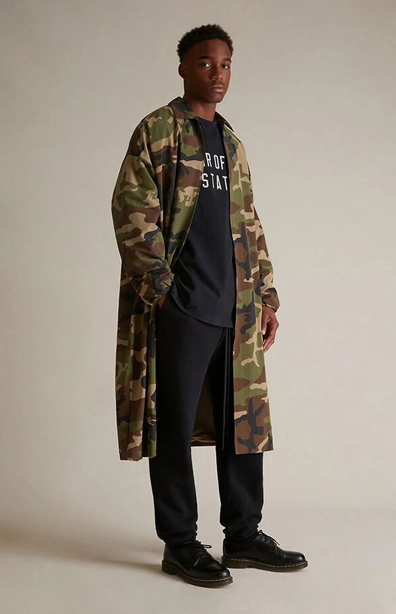 Fear of God ESSENTIALS Woodland Camo Nylon Trench Jacket