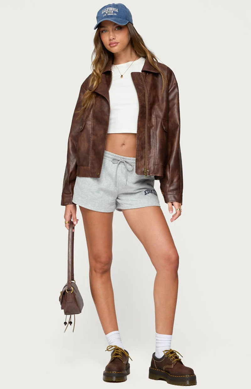 Edikted Ardella Oversized Faux Leather Jacket