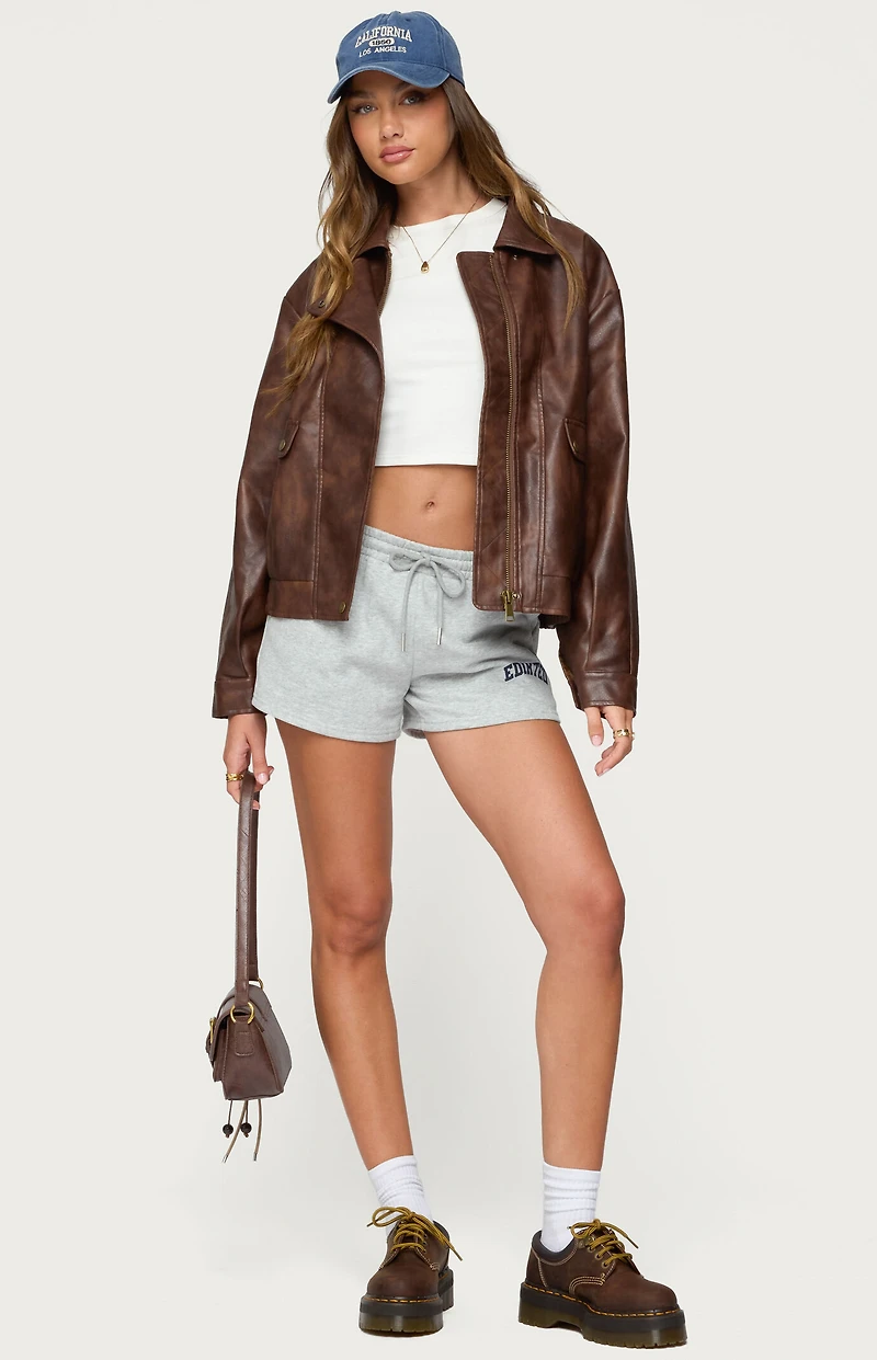 Edikted Ardella Oversized Faux Leather Jacket