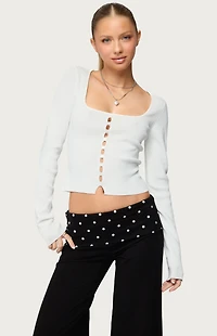 Edikted Deane Button Cutout Square Neck Top
