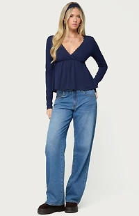 Edikted Kenzie Long Sleeve Babydoll Top