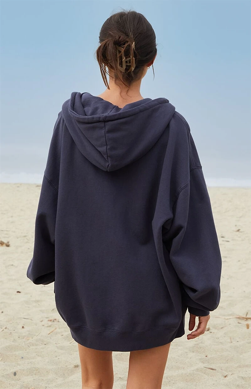 John Galt Dark Blue Christy Full Zip Oversized Hoodie
