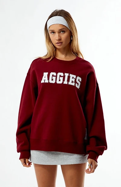 WILD COLLECTIVE x Pacsun Texas A&M University Aggies Applique Crew Neck Oversized Sweatshirt