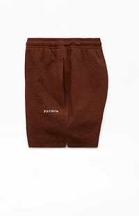 Pacsun Brown Sail Seersucker 4.5" Swim Trunks