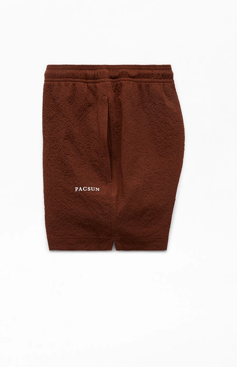 Pacsun Brown Sail Seersucker 4.5" Swim Trunks