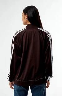 adidas Brown Tricot 3 Stripes Track Jacket