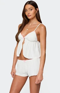 Edikted Linny Split Front Pointelle Top