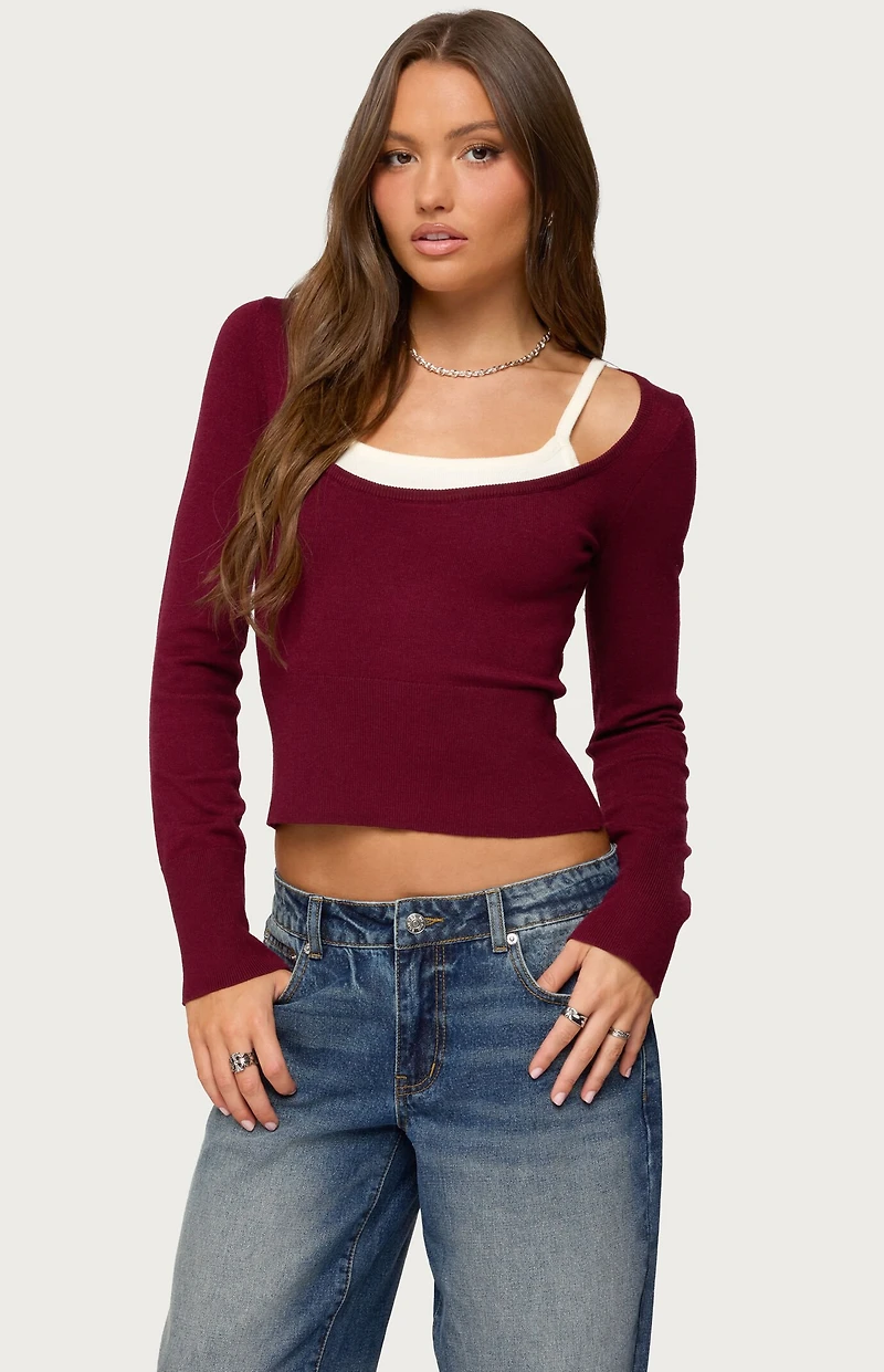 Edikted Cecile Layered Long Sleeve Top