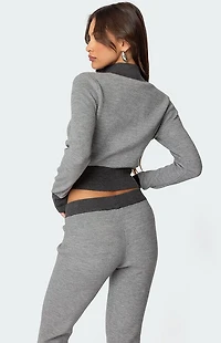 Edikted Lei Contrast Half Zip Knit Top
