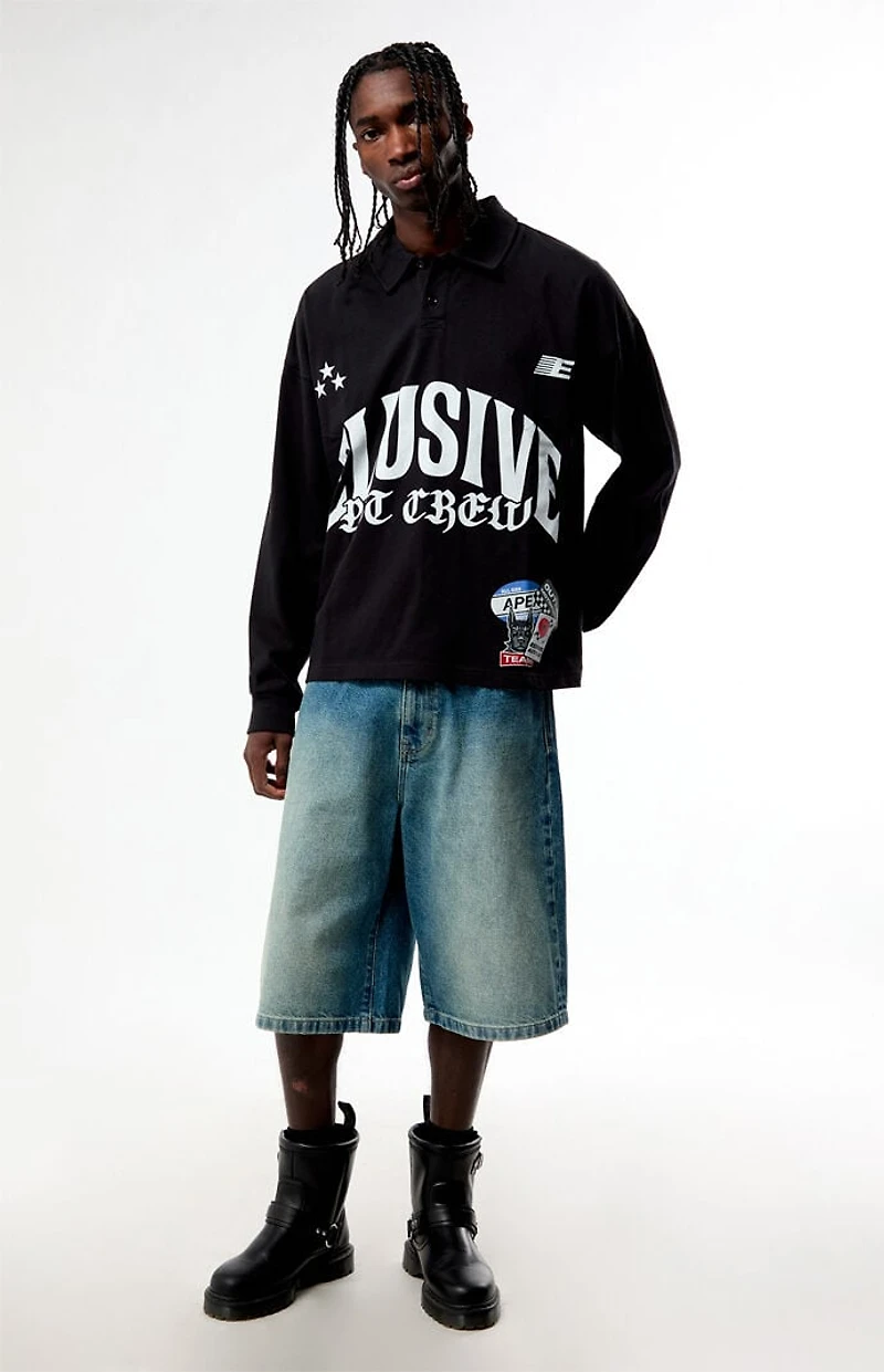 Pacsun Elusive Pit Crew Long Sleeve Rugby Shirt