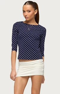 Edikted Lela Polka Dot Quarter Sleeve Top