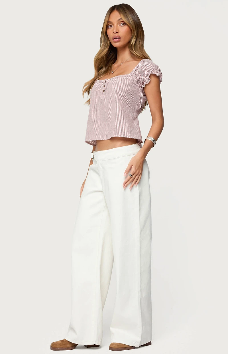 Edikted Rhory Pinstripe Babydoll Top