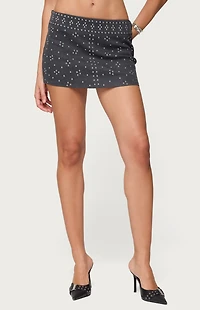 Edikted Reesa Studded Denim Mini Skort