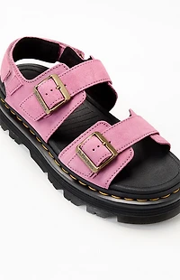 Dr Martens Women's Pink Zebzag Suede Platform Sandals