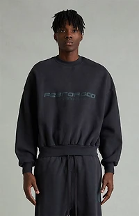 Fear of God ESSENTIALS Vintage Black Crew Neck Cropped Relaxed Sweatshirt