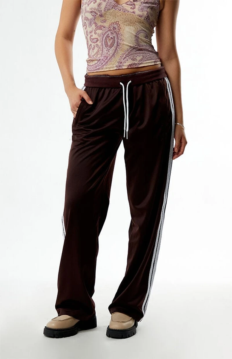 adidas Brown Tricot 3-Stripes Track Pants