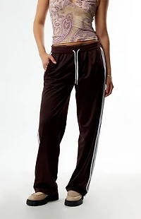 adidas Brown Tricot 3-Stripes Track Pants