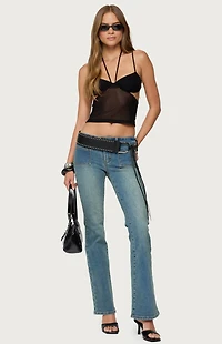 Edikted Strappy Sheer Mesh Cupped Top