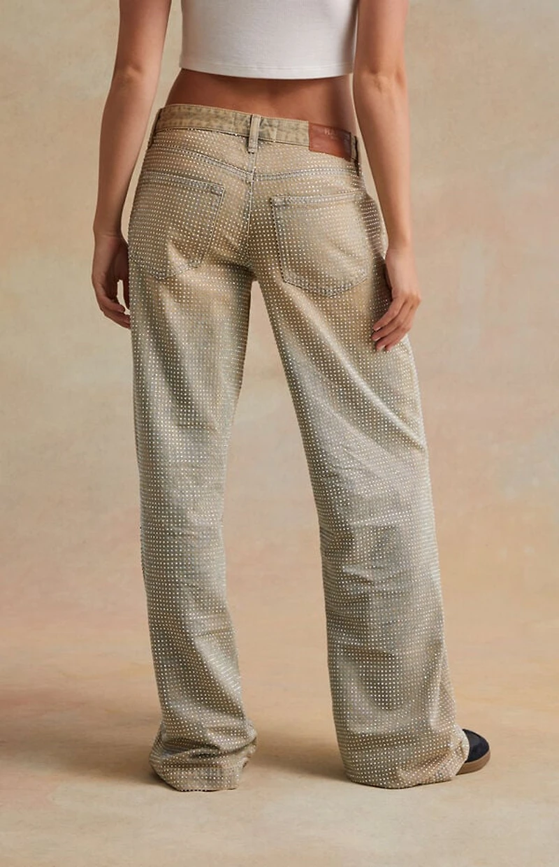 RARE DNM EDIT Rhinestone Low Rise Baggy Jeans