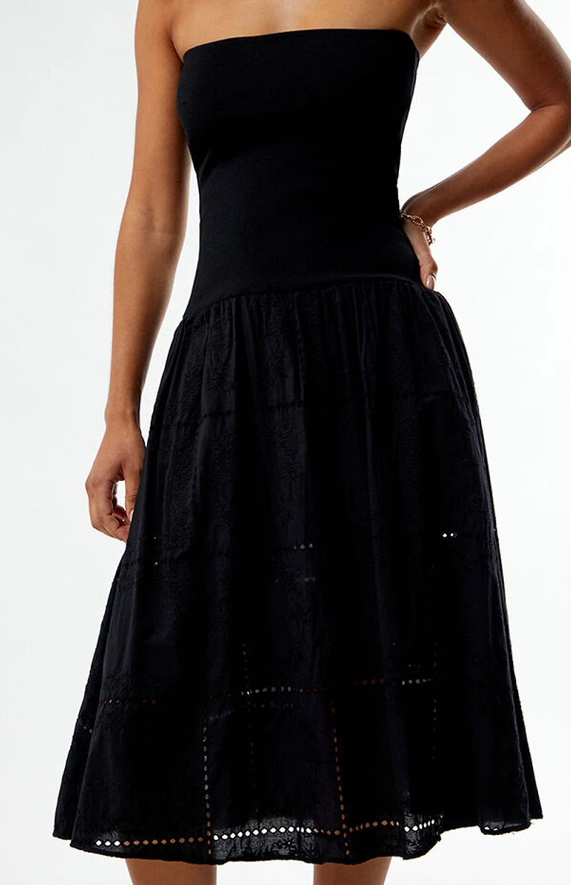 WEWOREWHAT Ribbed Cotton Midi Dress