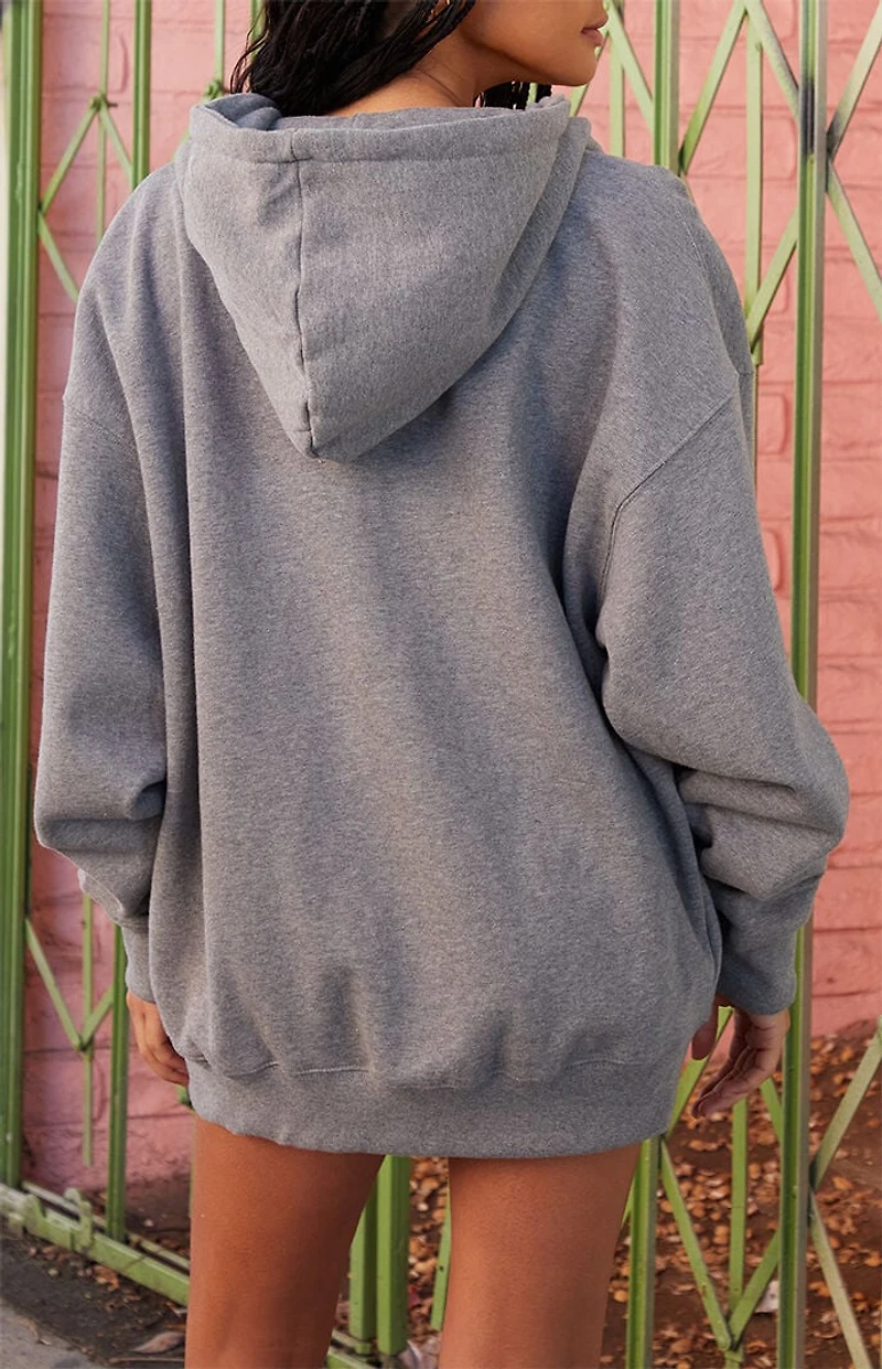 John Galt Light Gray Christy Zip Up Oversized Hoodie