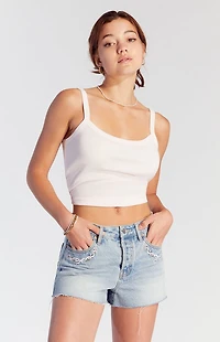 Pacsun Bow Embroidered High Waisted Denim Festival Shorts