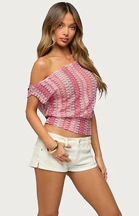 Edikted Taniya Off Shoulder Zigzag Knit Top