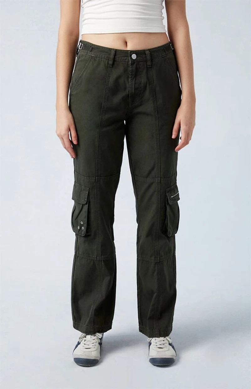 Pacsun Army Green Mid Rise Vintage Bootcut Pants