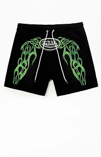 Von Dutch Green Flame Fleece Sweat Shorts
