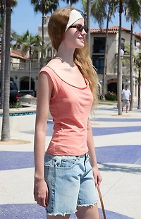 John Galt Coral Off-The-Shoulder Top