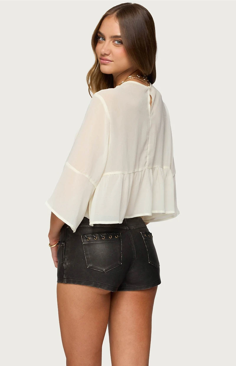 Edikted Missey Ruffled Chiffon Top
