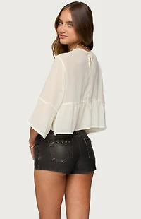 Edikted Missey Ruffled Chiffon Top