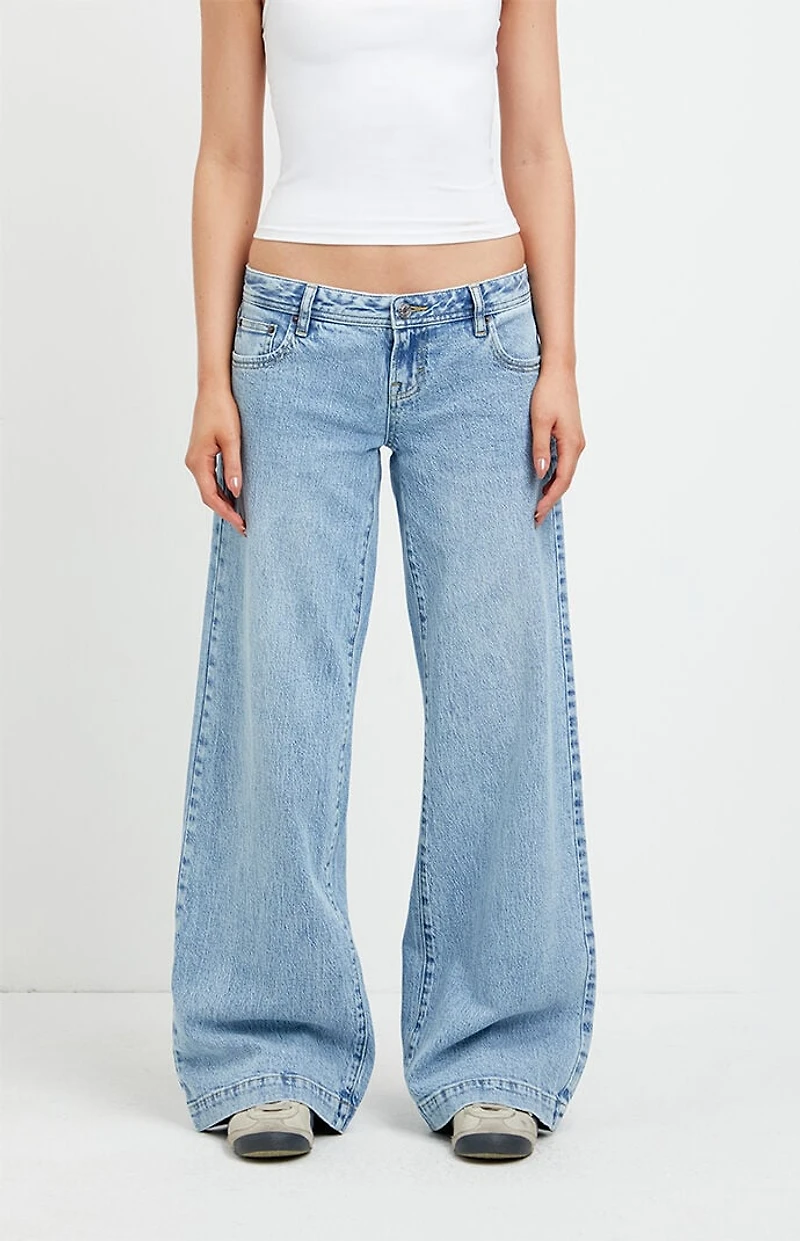 Pacsun Kaia Ultimate Low Rise Baggy Jeans Stretch Light Blue