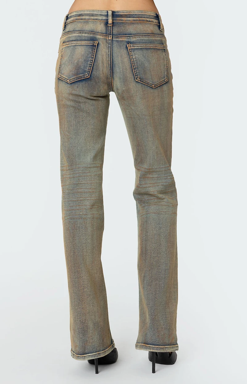 Edikted Bootcut Low Rise Mud Washed Jeans
