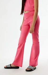 PAC 1980 Kids WHISPER Active Hot Pink Crossover Flare Yoga Pants