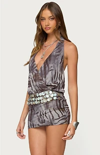 Edikted Malisha Iridescent Printed Mini Dress