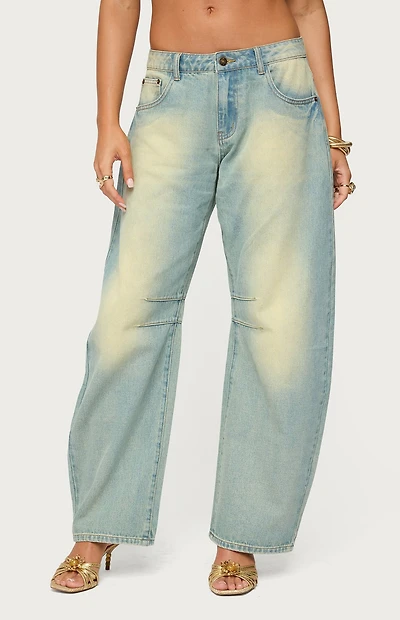 Edikted Cayden Low Rise Washed Barrel Jeans